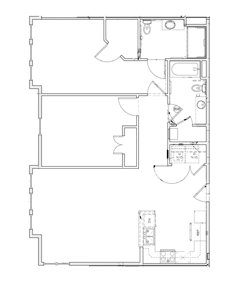 Floor plan for 2 beds, 2 baths, 850 sqft